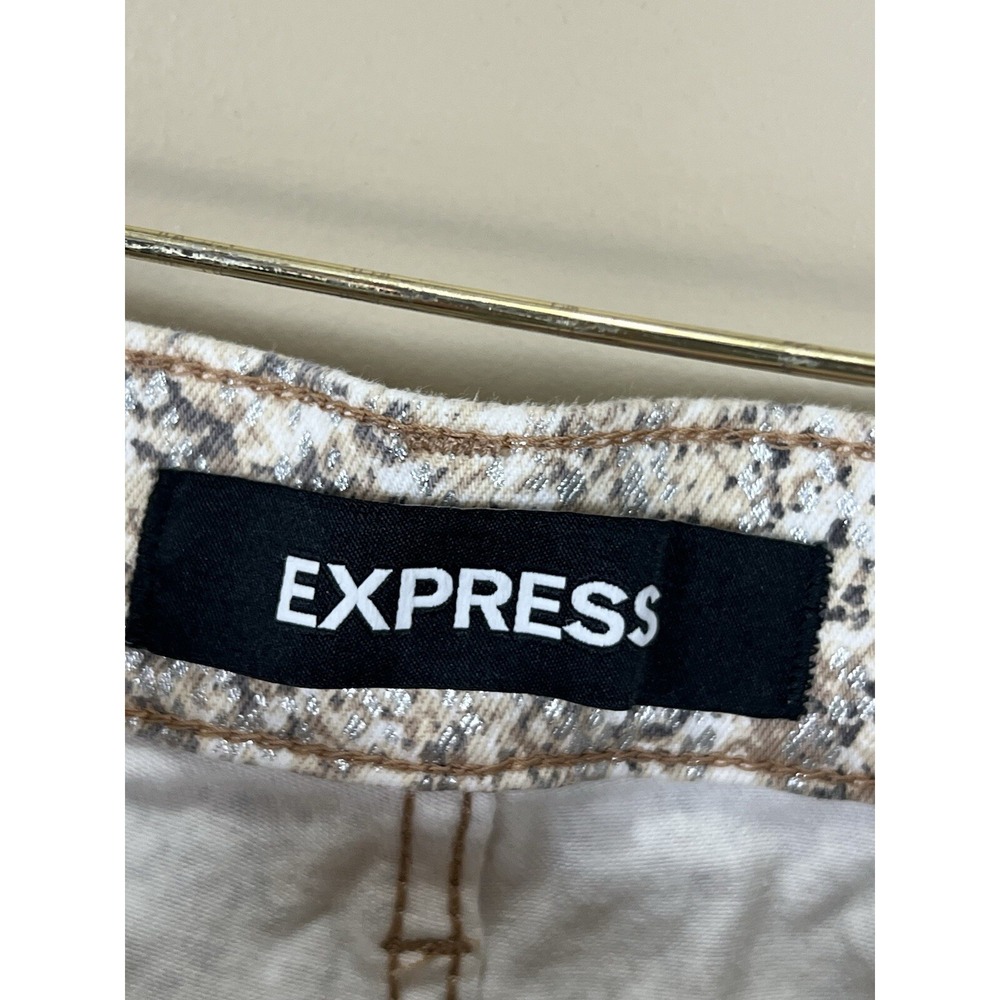 Express Metallic Foil Snakeskin Mid Rise Skinny Slim Denim Jeans 8R - Picture 4 of 5